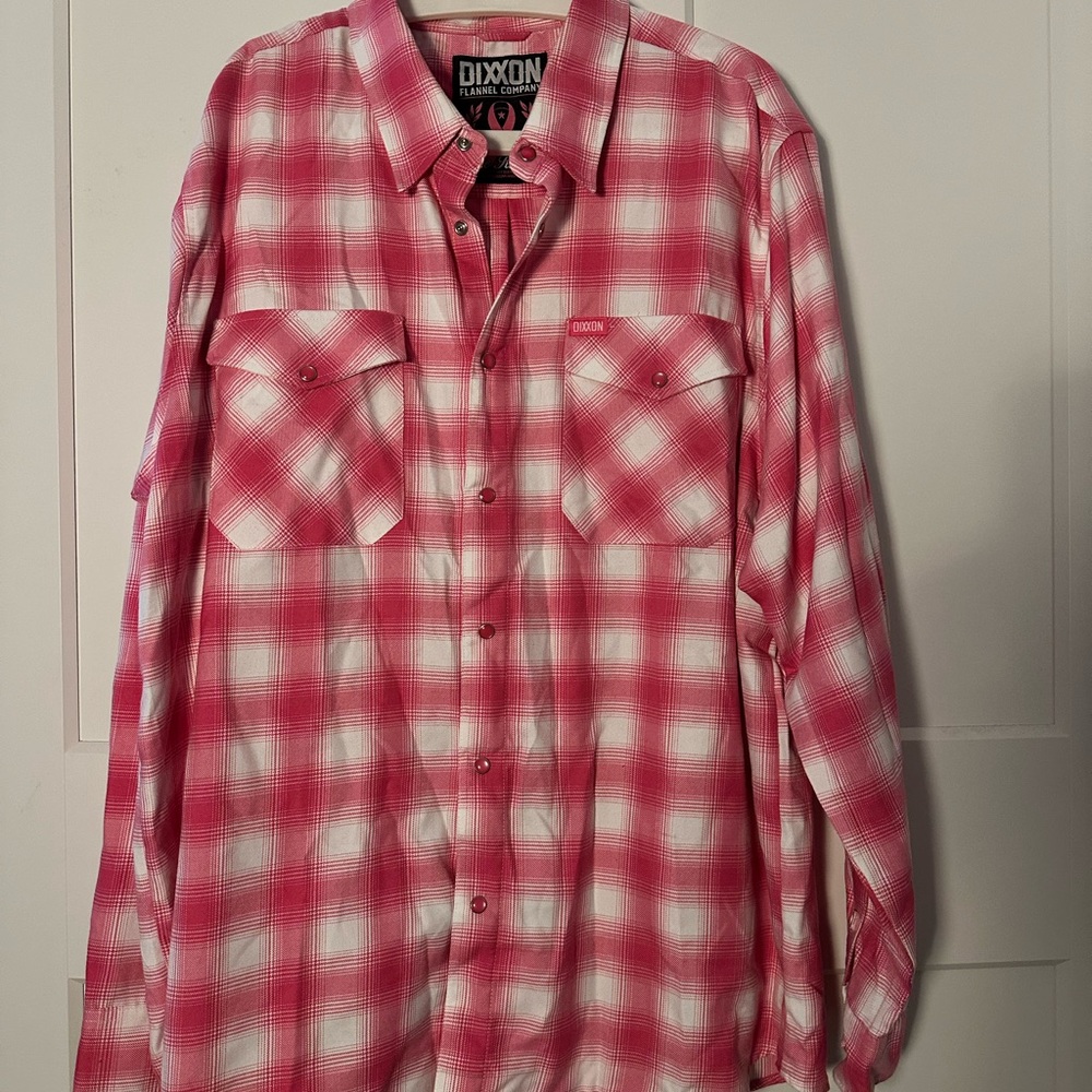 DIXXON Men's Pink and White Plaid Shirt
